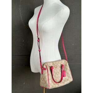 Coach Peyton Signature Bennett Mini Satchel Handbag Crossbody Bag Canvas Leather